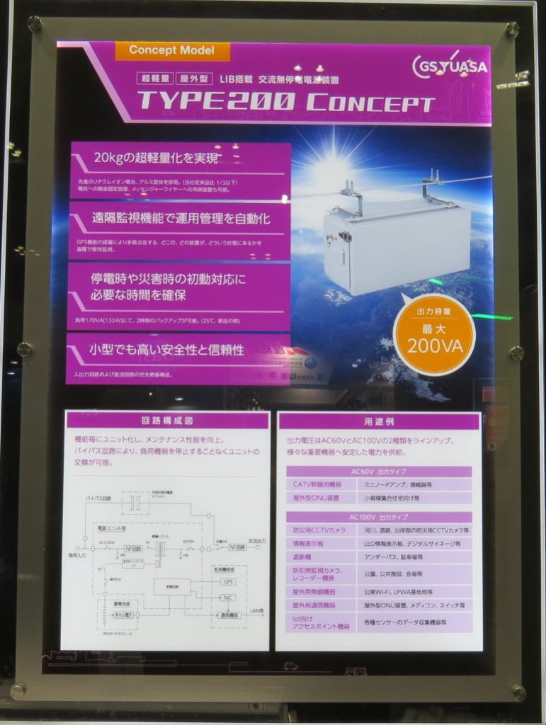 超軽量　屋外型　LIB搭載　交流無停電電源装置　TYPE200 CONCEPT